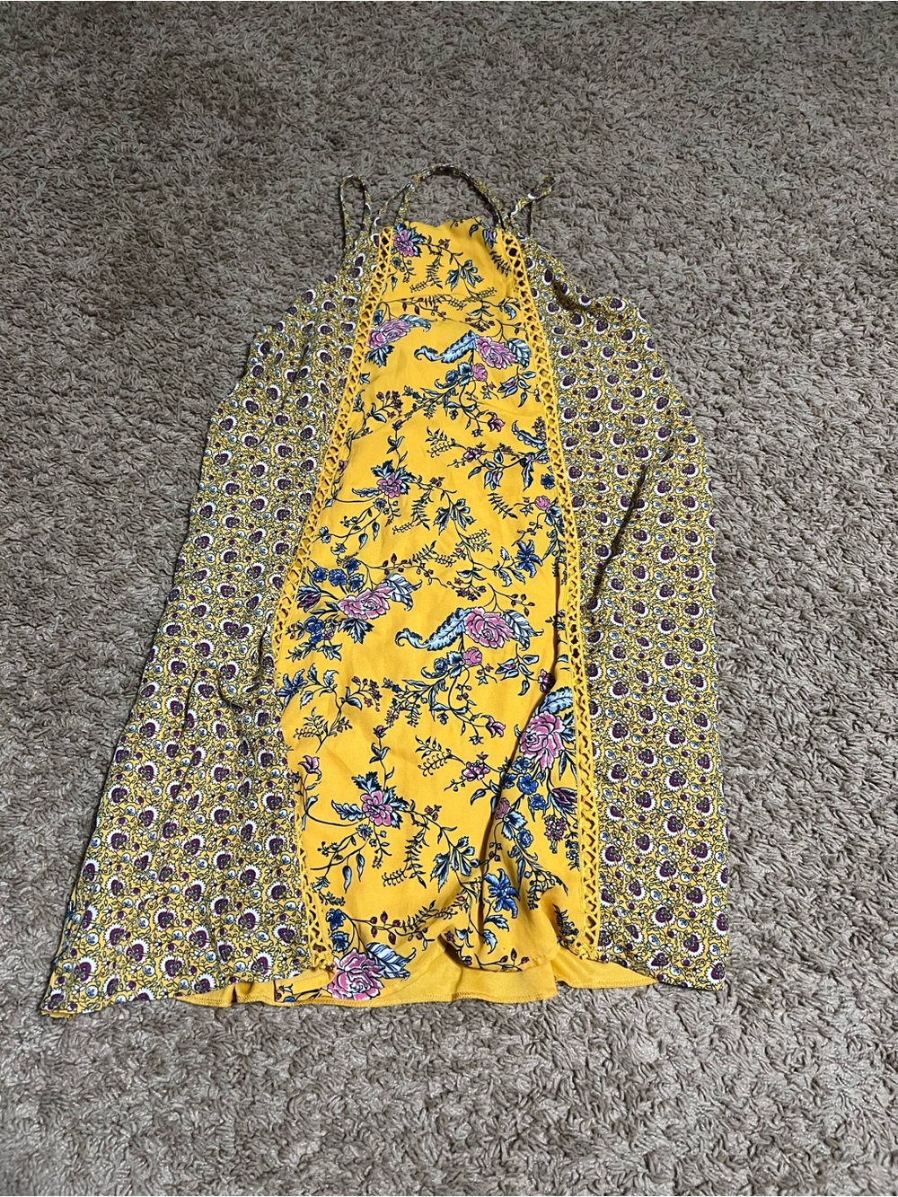 miami Yellow Floral Halter Midi Dress